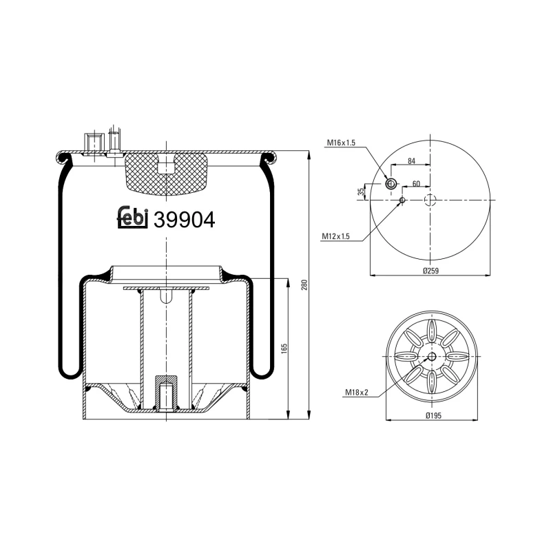 Image of FEBI BILSTEIN 39904 Boot, air suspension non-steered leading axle Boot,air suspension (324)