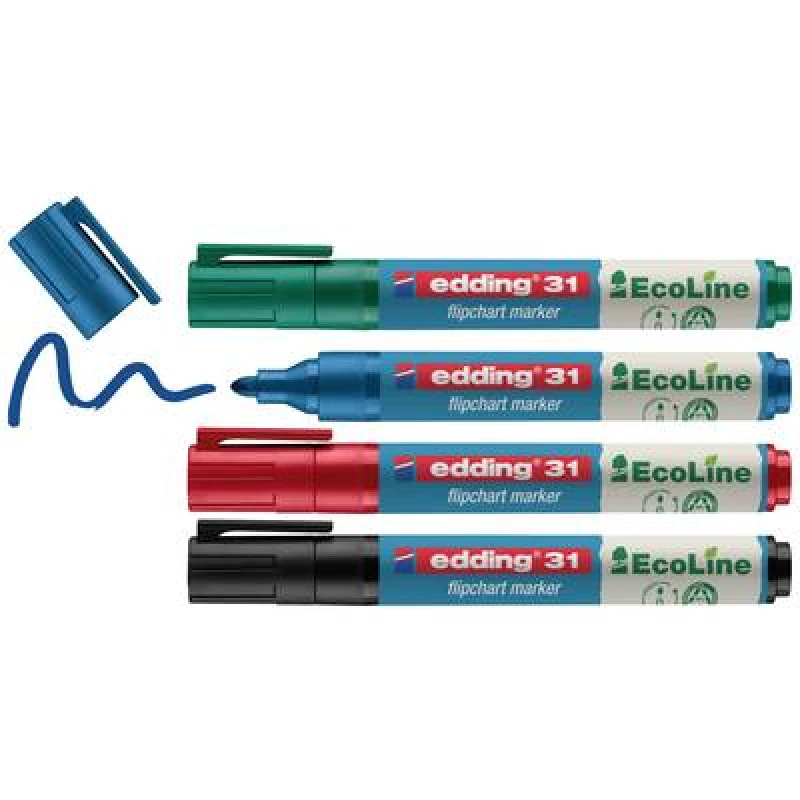 Image of Edding 31 EcoLine Flipchart Marker Bullet Tip 1.5-3mm Line Black...