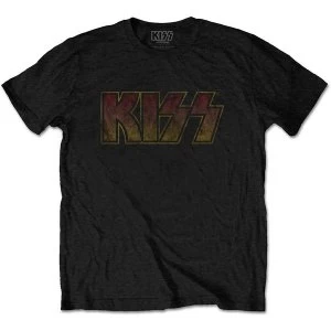 image of KISS - Vintage Classic Logo Unisex Large T-Shirt - Black