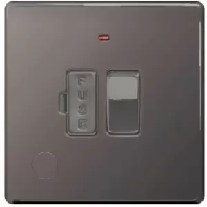 Image of Bg Electrical - bg Black Nickel 13A Switched Fused Connection Unit with Neon & Flex Outlet - Black