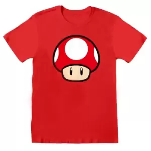 image of Super Mario Unisex Adult Power Up Mushroom T-Shirt (XXL) (Red)