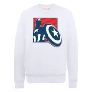 Image of Marvel Avengers Assemble Captain America Badge Outline Sweatshirt - White - S