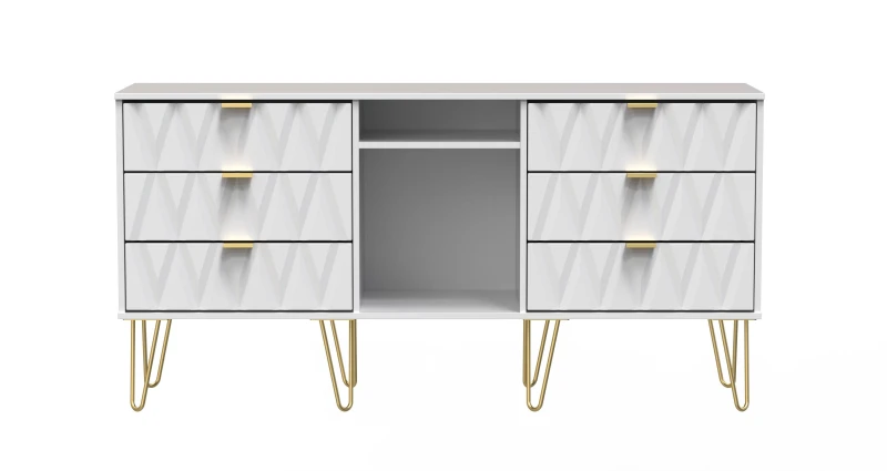 Image of Dallas 6 Drawer Sideboard In White Matt (Ready Assembled)
