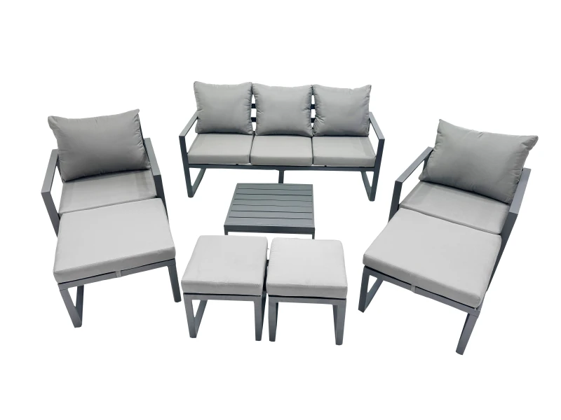 Image of Fimous Aluminium Lounge Sofa Coffee Table Sets with 4 Stools Dark Grey Dark Grey Unisex