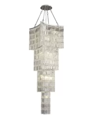 image of Gianni Tall Ceiling Pendant Chandelier 11 Light Polished Chrome, Crystal