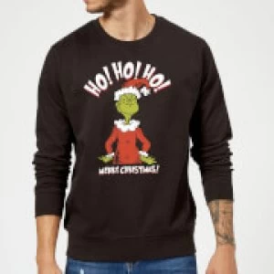 Image of The Grinch Ho Ho Ho Smile Christmas Sweatshirt - Black