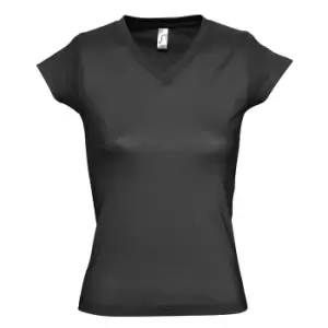 Image of SOLs Womens/Ladies Moon V Neck Short Sleeve T-Shirt (M) (Dark Grey)
