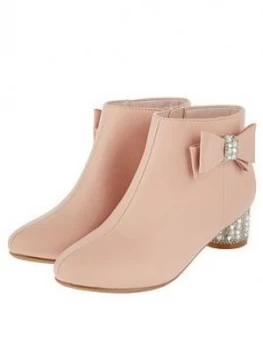 Monsoon Girls Belinda Pearl Diamante Heel Boot - Pink, Size 3 Older