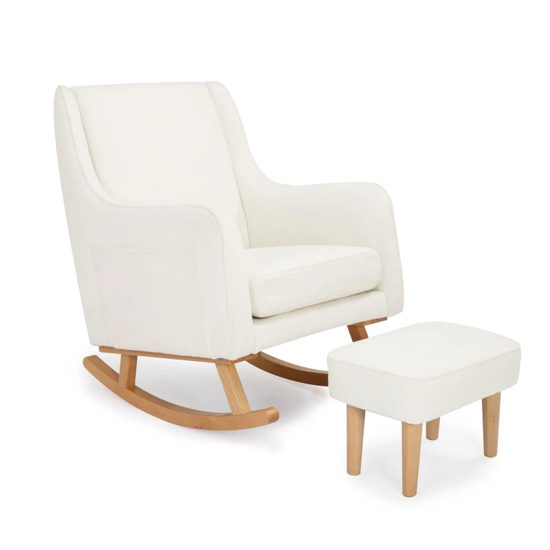 Image of Babymore Babymore Ida Nursing Chair with Stool - Boucle Rocking Chairs One size White 40617790000