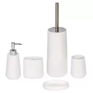 Image of Showerdrape Strata White Resin 5 Piece Bathroom Accessory Set