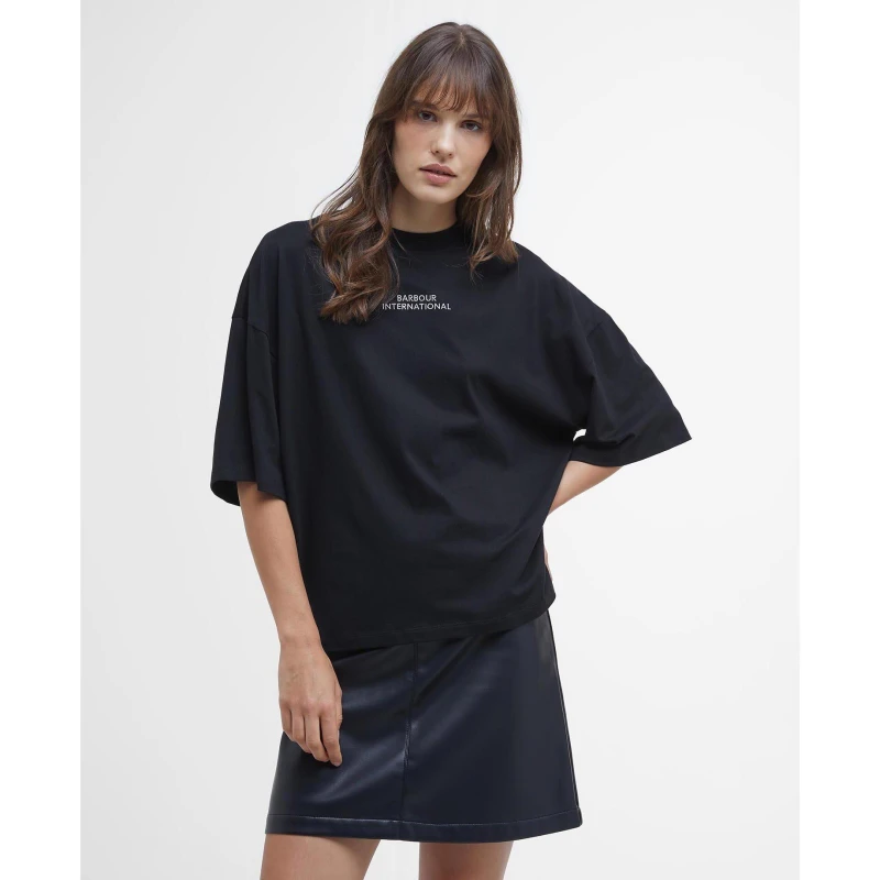 Image of Barbour International Franchesca Logo T-Shirt - Black 12
