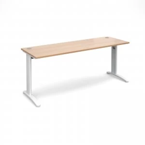 image of TR10 Straight Desk 1800mm x 600mm - White Frame Beech Top