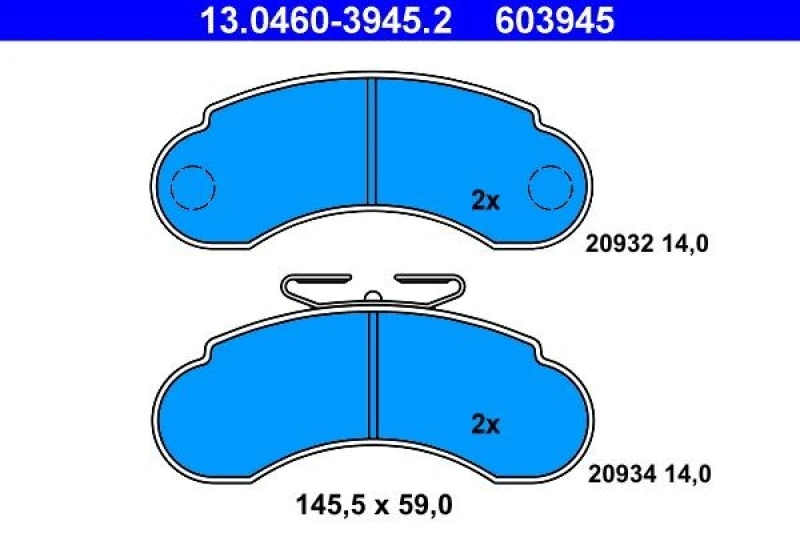 Image of ATE 13.0460-3945.2 Brake pad set excl. wear warning contact Brake Pad Set,disc brake (402)