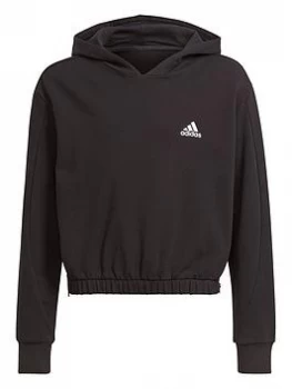 Image of adidas Junior Girls Cover Up - Black/White, Size 11-12 Years, Women