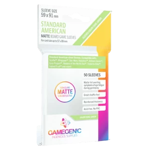 Image of Gamegenic MATTE Standard American Sized Boardgame 59 x 91mm (50 Sleeves)