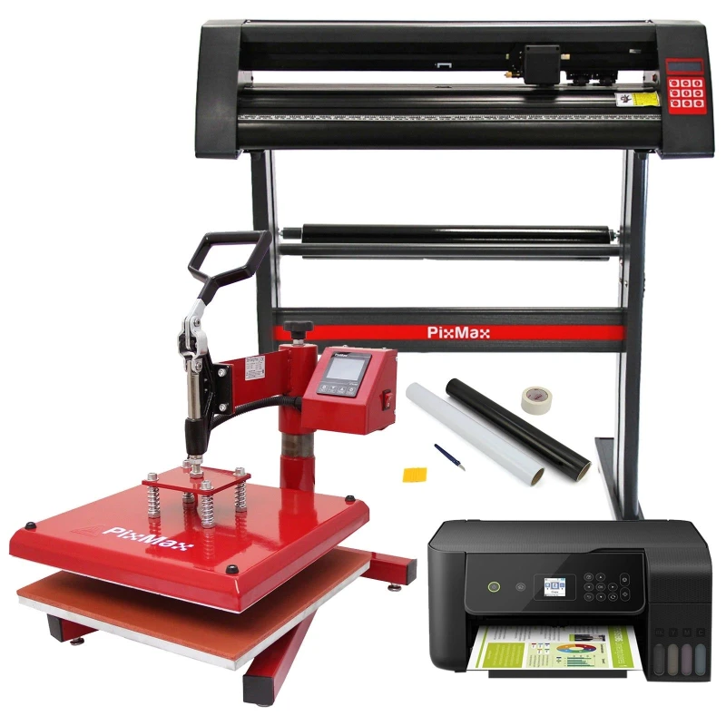Image of Pixmax 38Cm Swing Heat Press, Vinyl Cutter, Printer, Weeding Pack