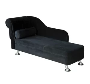 image of HOMCOM Velvet Chaise Lounge-Black