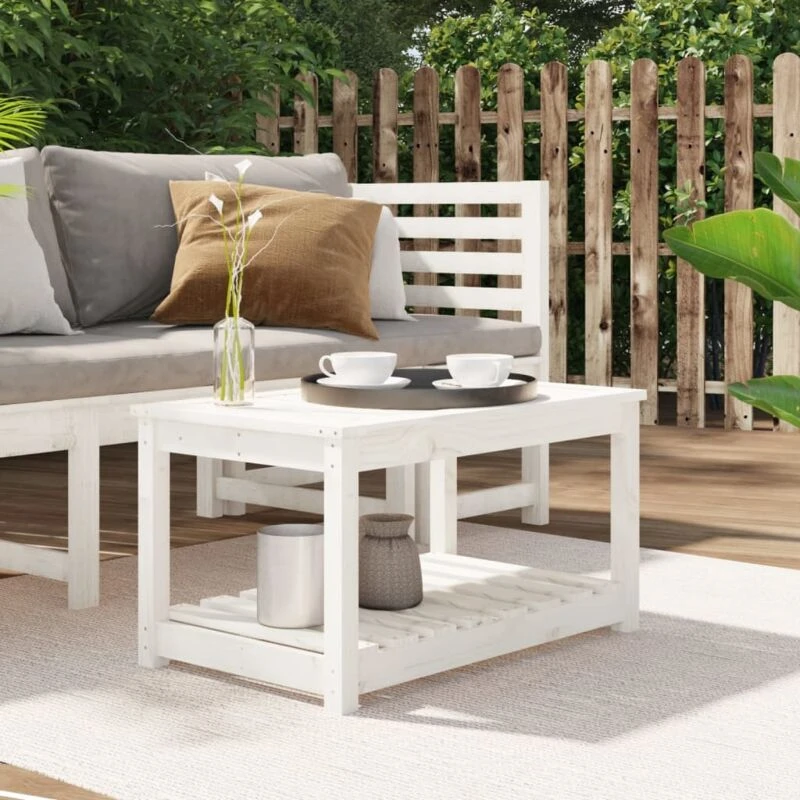 Image of VIDAXL Garden Table White 82.5x50.5x45cm Solid Wood Pine Vidaxl 8720845692391