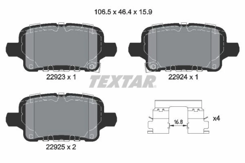 Image of Brake pad set TEXTAR 2292301