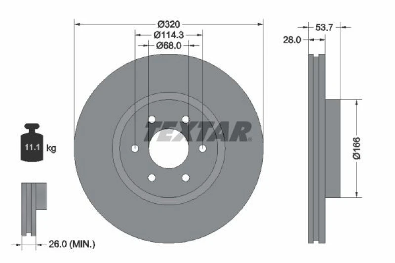 Image of Brake disc TEXTAR 92296503