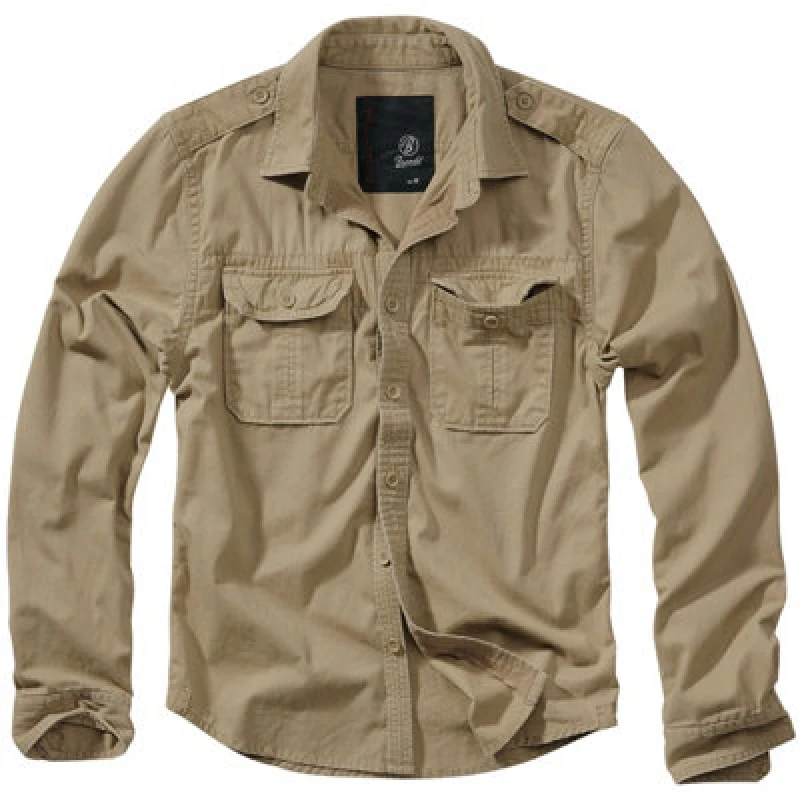 Image of Brandit Vintage Shirt Long Sleeve Camel Size Xxxxxx Large