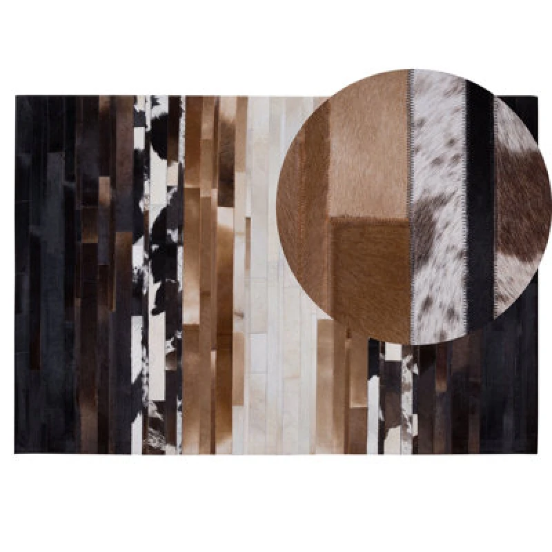 Image of Beliani Rug Dalyan Brown 140 X 200 Cm Leather