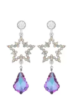 image of Silver Crystal Star And Purple Aurora Borealis Droplet Earrings