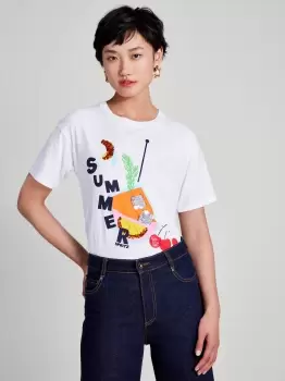 Image of Kate Spade Embellished Spritz Tee, White, M (Uk 12,14)
