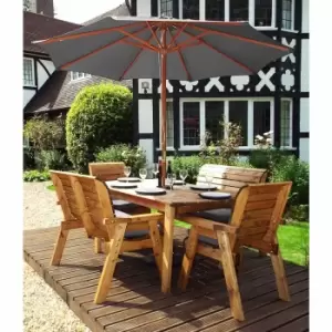Image of Charles Taylor Six Seater Table Set with Benches and Parasol, Grey