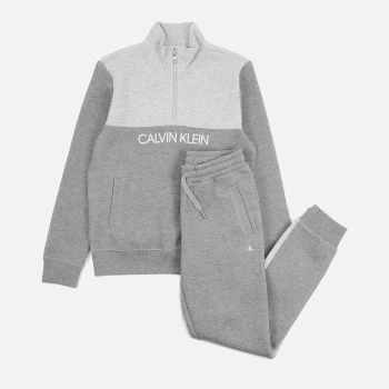 Image of Calvin Klein Boys' Colour Block Zip-Up Sweatpants Set - Mid Grey Heather - 10 Years