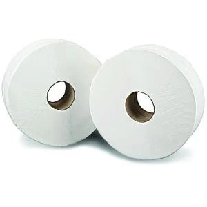 image of 2Work 2-Ply Mini Jumbo Toilet Roll 200 Metres Pack of 12 J26200VW