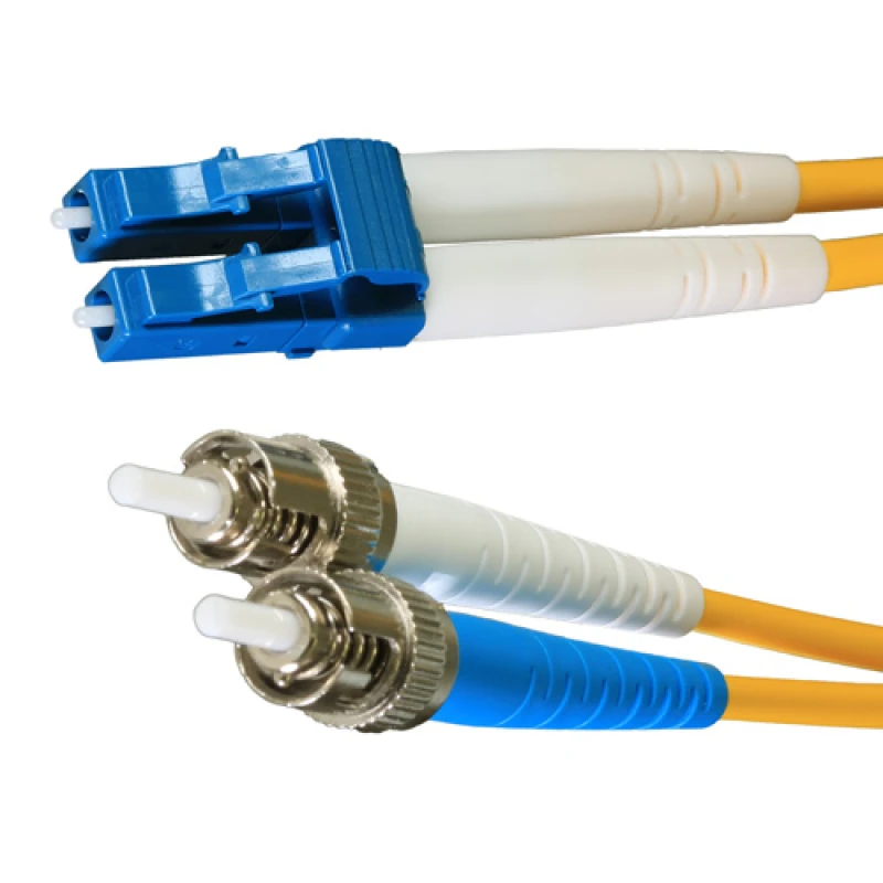 Image of Cablenet 0.5m OS2 9/125 LC-ST Duplex Yellow LSOH Fibre Patch Lead
