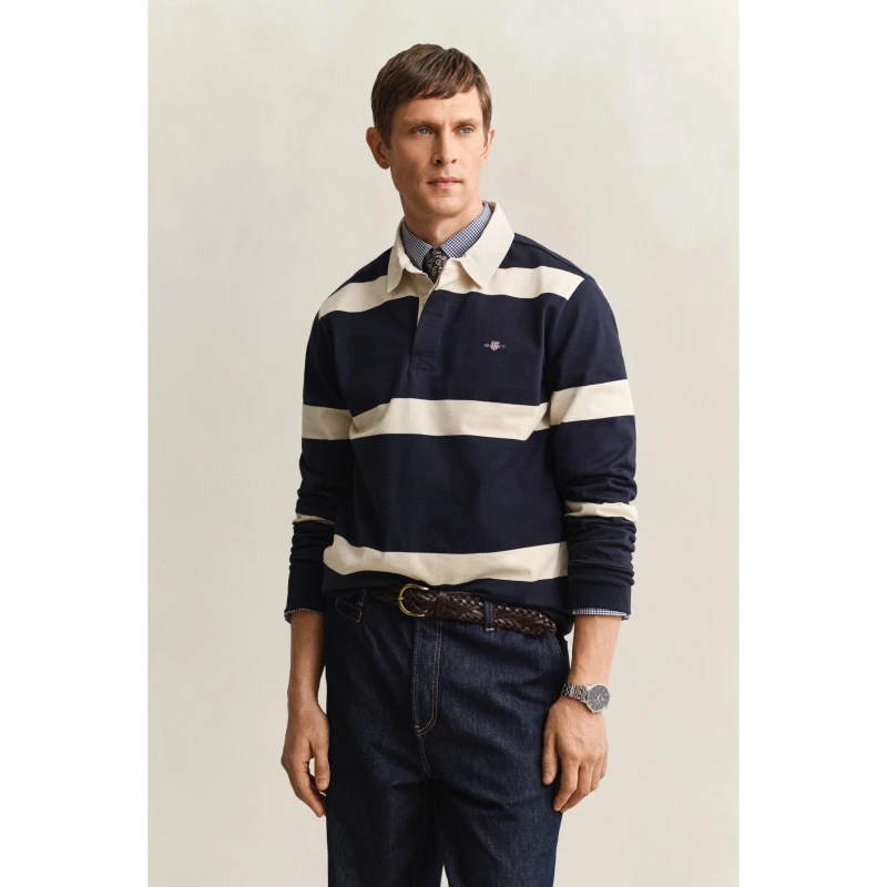 Image of Gant Long sleeve polo shirt Gant Rugger Bleu Male S 2065100-433