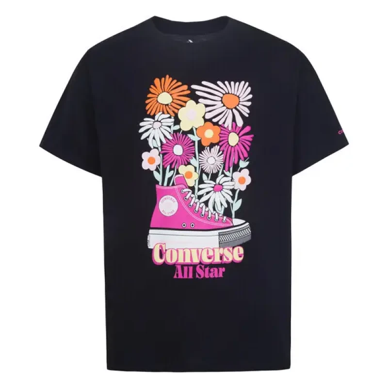 Image of Converse Girl boyfriend T-Shirt Converse Graphic Noir Female 6/7 ans