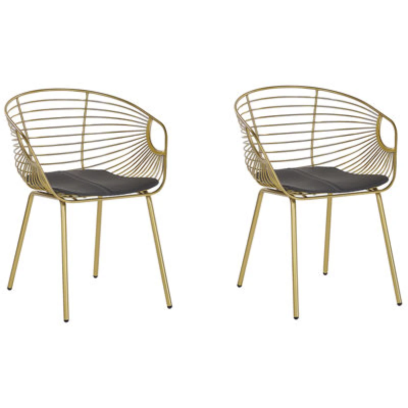 Image of Beliani Set Of 2 Dining Chairs Hoback Metal Gold