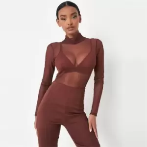 Missguided High Neck Bodysuit - Brown