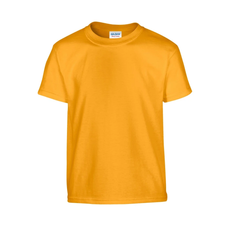 Image of Gildan Plain Cotton Heavy T-Shirt in Gold Size: 12-13 Years Gold Unisex 12-13 Years