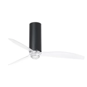 image of Tube LED Matt Black, Transparent Ceiling Fan with DC Motor, 3000K