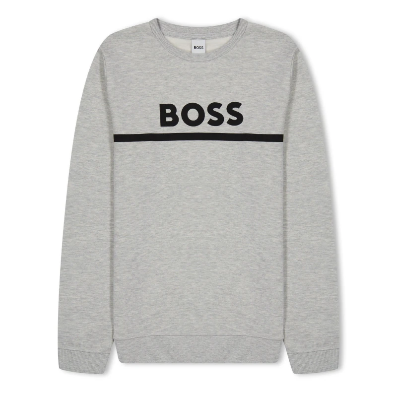 Image of Boss Logo Crew Neck Sweatshirt Junior Boys - Grey Grey 3 - 4 Years