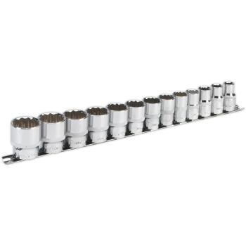 Image of Sealey 13 Piece 1/2" Drive Bi Hexagon WallDrive Socket Set Imperial 1/2"