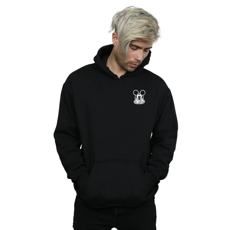 Image of Disney Men Mickey Mouse Dont Speak Breast Print Hoodie in Black Size: Small Black S Male 5057981549207
