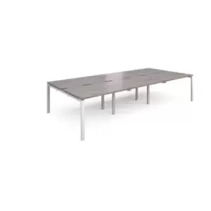 image of Adapt triple back to back desks 3600mm x 1600mm - white frame and grey oak top