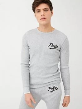 image of Polo Ralph Lauren Long Sleeved Waffle Lounge Top - Navy