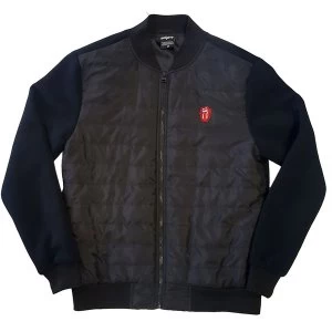 Image of The Rolling Stones - Classic Tongue Unisex Large Quilted Jacket - Black