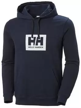 Image of Helly Hansen Hh Box Logo Hoodie, Navy, Size L, Men