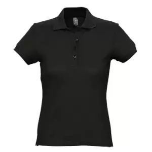 Image of SOLS Womens/Ladies Passion Pique Short Sleeve Polo Shirt (XXL) (Black)