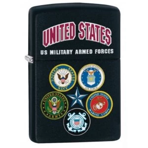 image of Zippo US Military Armed Forces Black Matte