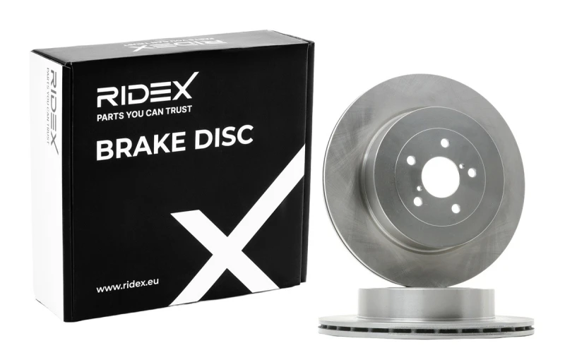 Image of RIDEX 82B1159 Brake disc Rear Axle, Vented, Cast Iron, Uncoated, Untreated, without bolts/screws Cast Iron Brake Disc (82)