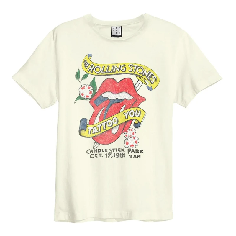 Image of Amplified Amplified Men Tattoo The Rolling Stones T-Shirt in White Size: 3X-Large White XXXL Male 5063806406822