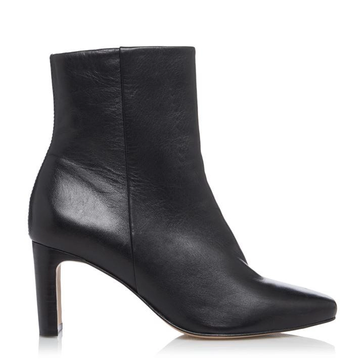 Image of Dune Black Leather 'Outshine' Mid Block Heel Ankle Boots - 4